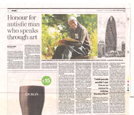 Honour for autistic man who speaks through art