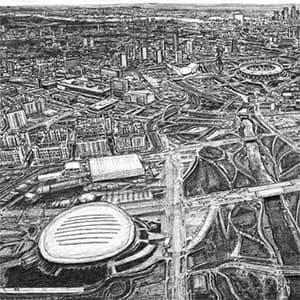 Aerial view of the 2012 London Olympic site