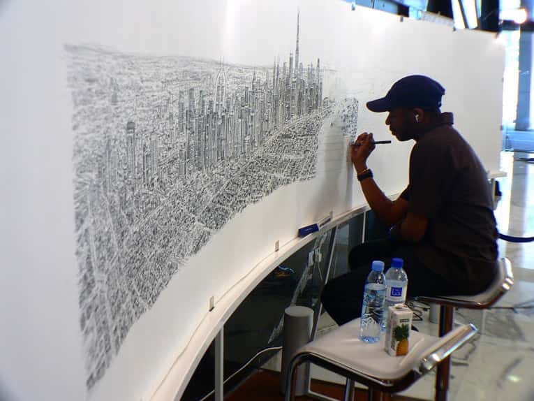 Dubai Panorama - Original Drawings and Prints for Sale