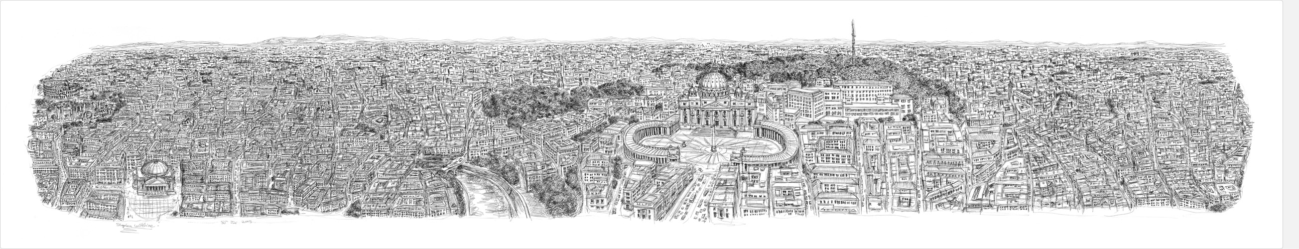 Stephen Wiltshire's Rome Panorama drawing - Original art - The Stephen