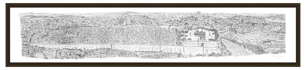 Framed Jerusalem Panorama prints by Stephen Wiltshire