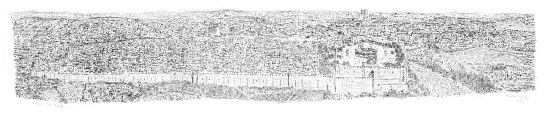 Stephen Wiltshire draws Jerusalem Panorama