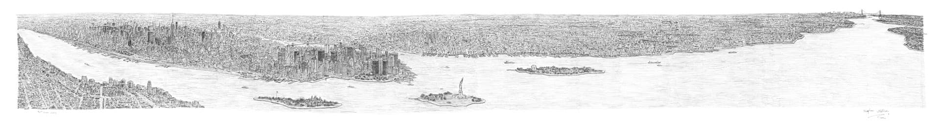 Stephen Wiltshire draws New York Panorama