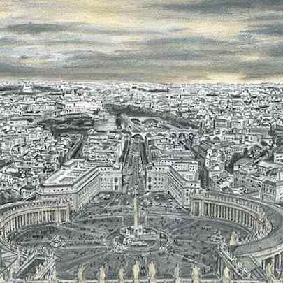 Drawing of Vatican City (Rome)