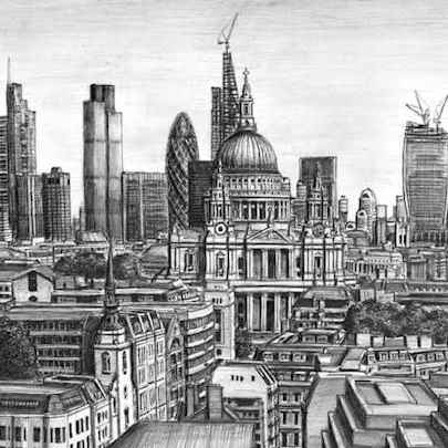 St Pauls Cathedral and the City of London skyline - Original Drawings