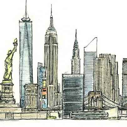 Drawing of New York montage