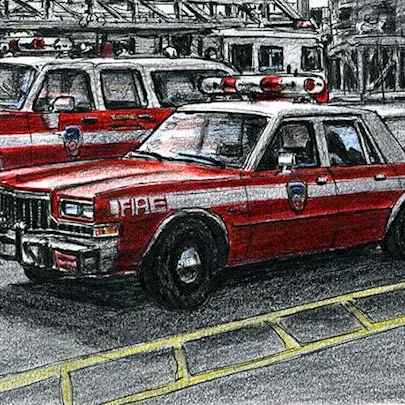 Drawing of FDNY Chief Officers Car