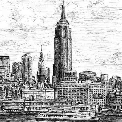 Drawing of Empire State Building NYC