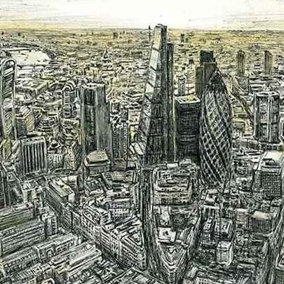 Aerial view of City of London - Urban Art For Sale
