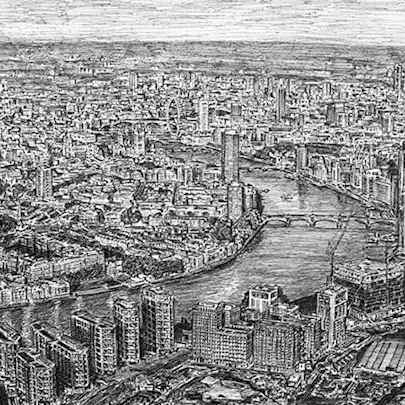 Aerial view of the Nine Elms Development, London - Original Drawings