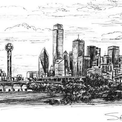 Dallas Skyline, Texas - Original Drawings