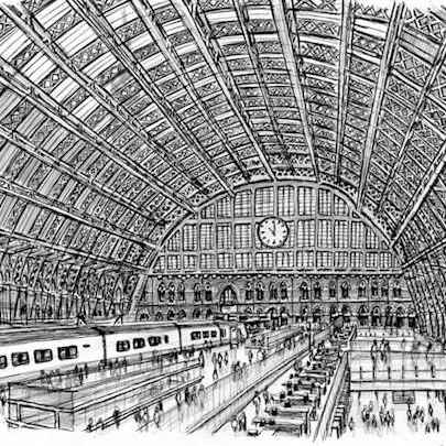 Interior of St Pancras Station - Original Drawings