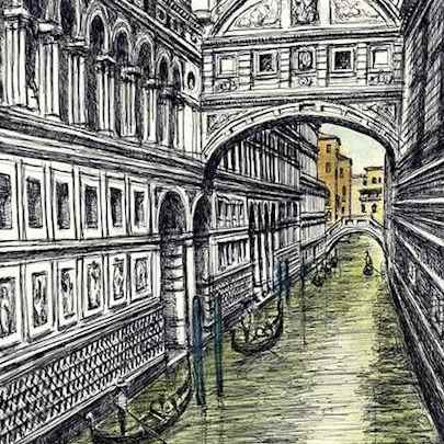 Bridge of Sighs in Venice - Original Drawings