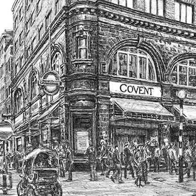 Drawing of Covent Garden station, London