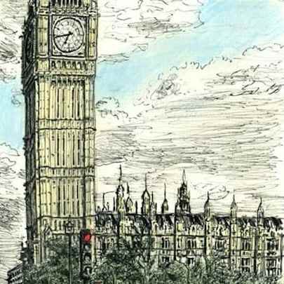 Big Ben in July 2009 - Original Drawings