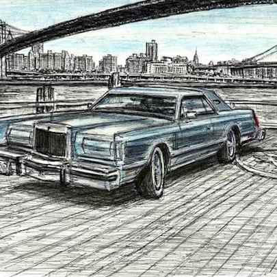Drawing of 1977 Lincoln Continental at Brooklyn Heights