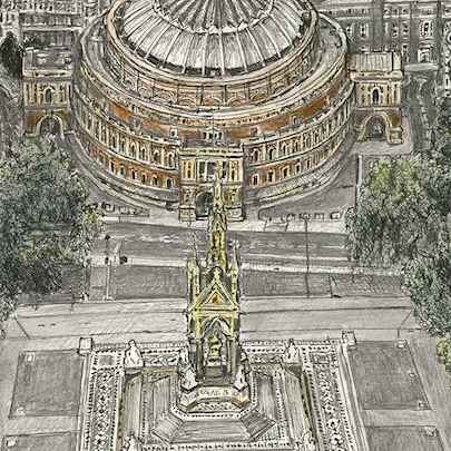 Aerial view of Royal Albert Hall - Original Drawings