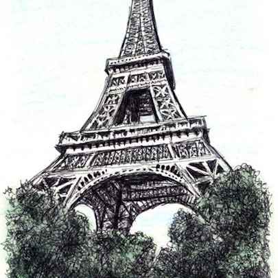 Drawing of The Eiffel Tower, Paris