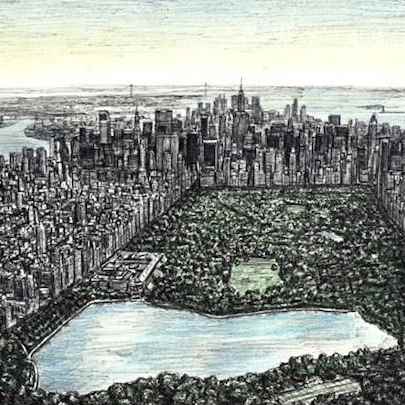 Drawing of Central Park, New York