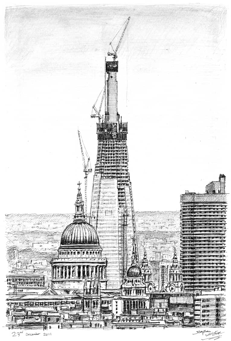 Shard of Glass from Parliament Hill - Original Drawings and Prints for Sale