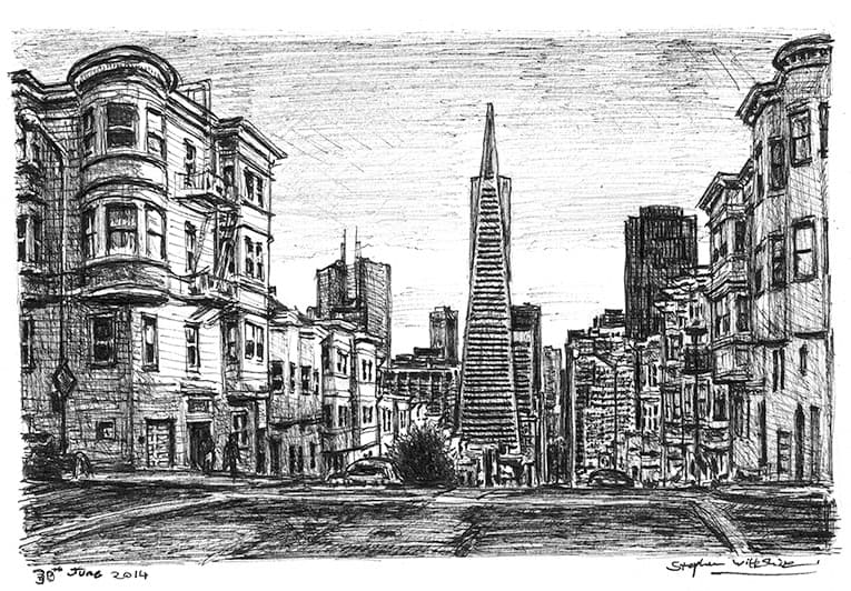 San Francisco street scene - Original Drawings and Prints for Sale