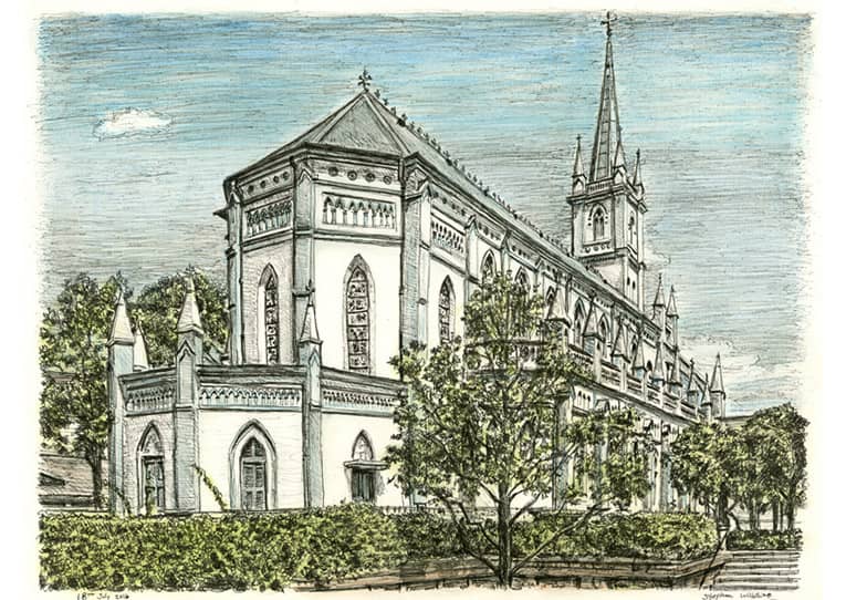 Chijmes, Singapore - Original Drawings and Prints for Sale