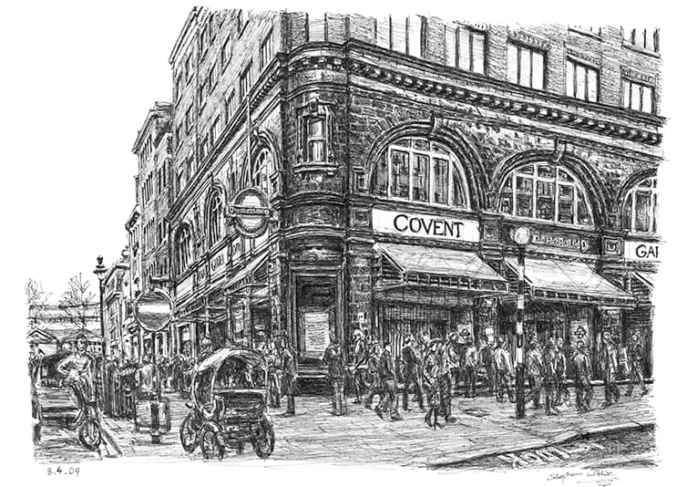 Covent Garden station, London - Original Drawings and Prints for Sale