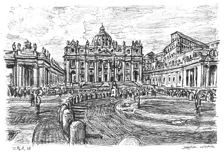 Vatican City - Original Drawings and Prints for Sale
