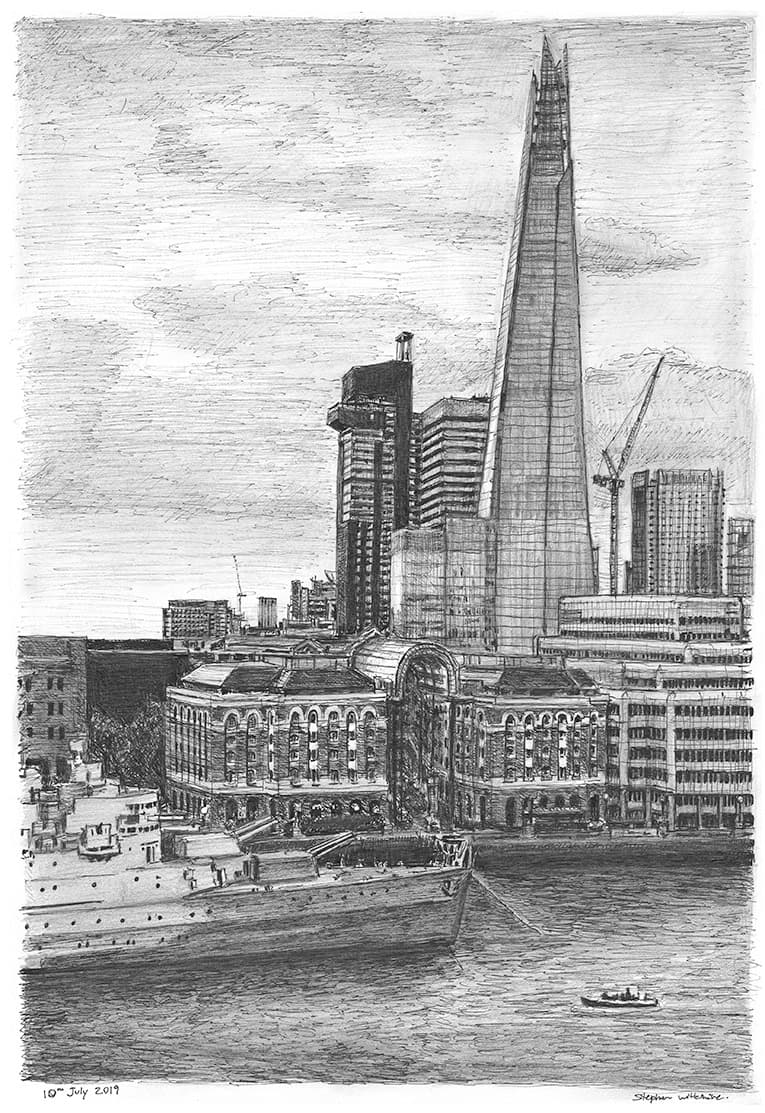 View of the Shard from Landmark Place - Original Drawings and Prints for Sale