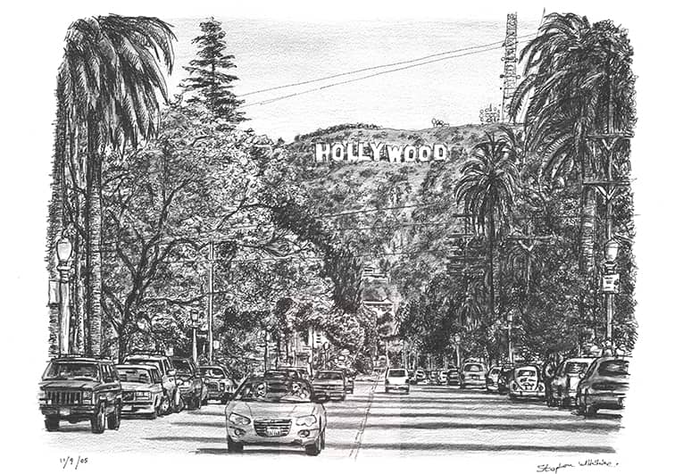 Hollywood Sign - Original Drawings and Prints for Sale