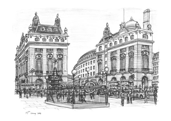 Piccadilly Circus, London 2006 Limited Edition of 25 - Original Drawings and Prints for Sale