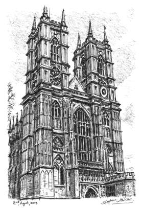 Westminster Abbey with White mount (A4) in Cushioned Black frame for A4 mounts (C59)