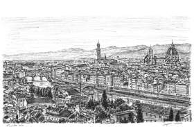 City of Florence with White mount (A4) in Flat grain black frame for A4 mounts (J90)