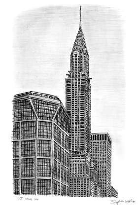 Chrysler Building with White mount (A4) in Cushioned Black frame for A4 mounts (C59)