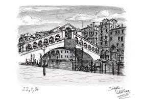 Rialto Bridge Venice with White mount (A4) in Cushioned Black frame for A4 mounts (C59)