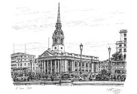 St Martin in the fields with White mount (A4) in Cushioned Black frame for A4 mounts (C59)