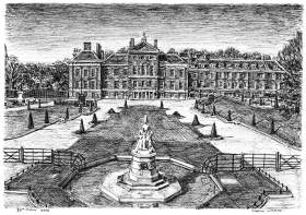 Kensington Palace Gardens with White mount (A4) in Cushioned Black frame for A4 mounts (C59)