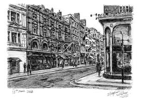 Old Bond Street, London with White mount (A4) in Cushioned Black frame for A4 mounts (C59)