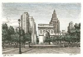 Washington Square Park with White mount (A4) in Cushioned Black frame for A4 mounts (C59)