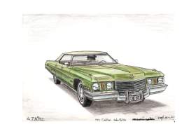 1972 Cadillac Sen De Ville with White mount (A4) in Flat grain black frame for A4 mounts (J90)