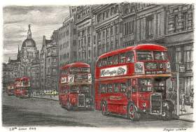 London RTW buses at Fleet street with White mount (A4) in Flat grain black frame for A4 mounts (J90)