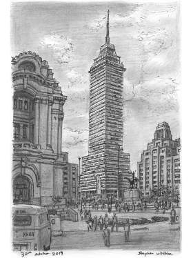 Torre Latinoamericana, Mexico City with White mount (A4) in Flat grain black frame for A4 mounts (J90)