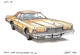 1975-77 Dodge Royal Monaco Brougham Sedan with White mount (A4) in Flat grain black frame for A4 mounts (J90)