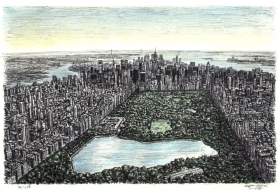 Central Park, New York with White mount (A4) in Flat grain black frame for A4 mounts (J90)