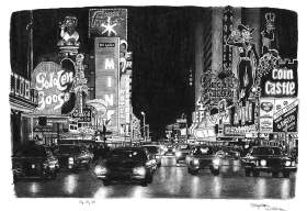 Las Vegas at night with White mount (A3) in Cushioned Black frame for A3 mounts (C59)