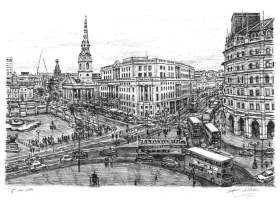 Trafalgar Square, London with White mount (A3) in Cushioned Black frame for A3 mounts (C59)