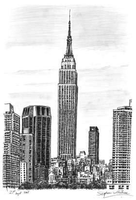 Empire State Building, NY with White mount (A4) in Cushioned Black frame for A4 mounts (C59)