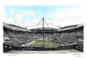 Centre Court, Wimbledon with White mount (A4) in Flat grain black frame for A4 mounts (J90)