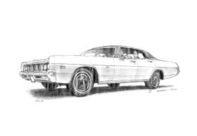 1969 Dodge Polara 4 door Hard Top Sedan with White mount (A4) in Cushioned Black frame for A4 mounts (C59)