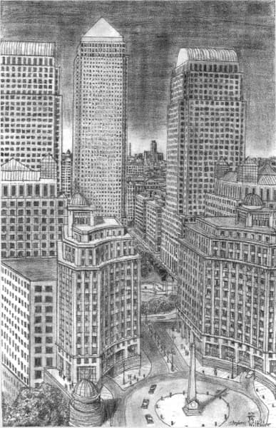 Original Drawing of Canary Wharf in August 1988